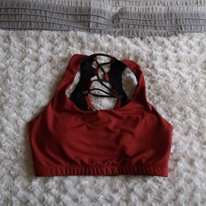 Burnt Orange Strappy Back Sports Bra